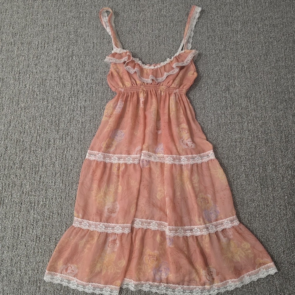 Victorias Secret Angels‎ Sheer Pink Floral Lace Dress Cottagecore Coquette S